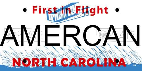 AMERCAN North Carolina License Plate