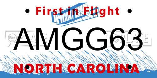AMGG63 North Carolina License Plate
