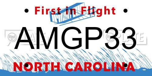AMGP33 North Carolina License Plate