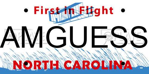 AMGUESS North Carolina License Plate