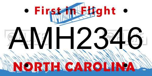 AMH2346 North Carolina License Plate