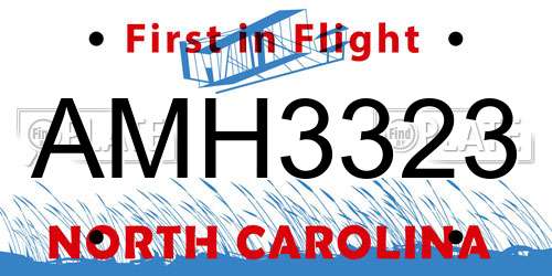 AMH3323 North Carolina License Plate