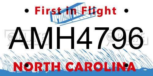 AMH4796 North Carolina License Plate