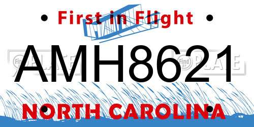 AMH8621 North Carolina License Plate