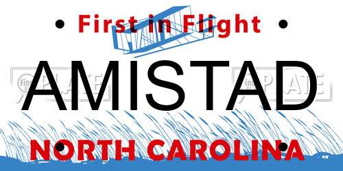 AMISTAD North Carolina License Plate