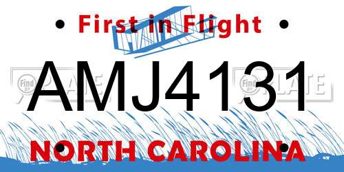 AMJ4131 North Carolina License Plate