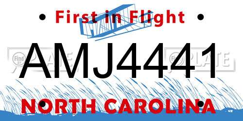 AMJ4441 North Carolina License Plate