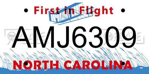 AMJ6309 North Carolina License Plate