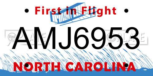 AMJ6953 North Carolina License Plate