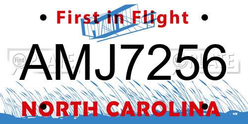 AMJ7256 North Carolina License Plate