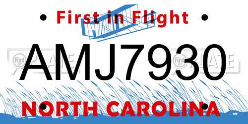 AMJ7930 North Carolina License Plate