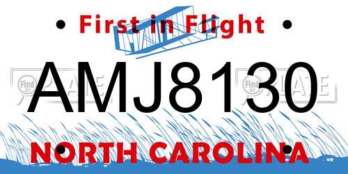 AMJ8130 North Carolina License Plate