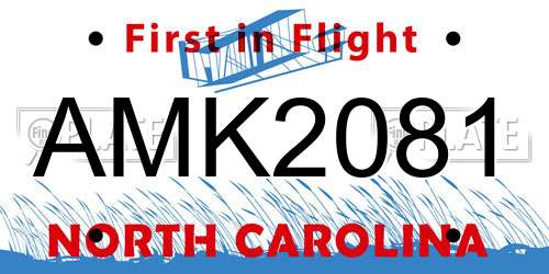 AMK2081 North Carolina License Plate