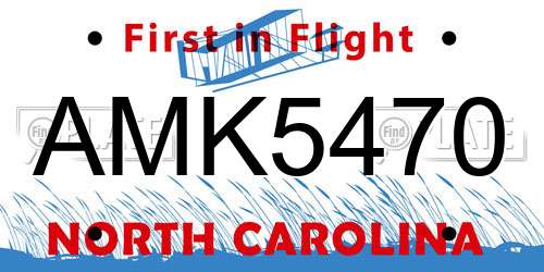 AMK5470 North Carolina License Plate