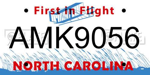 AMK9056 North Carolina License Plate