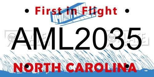 AML2035 North Carolina License Plate