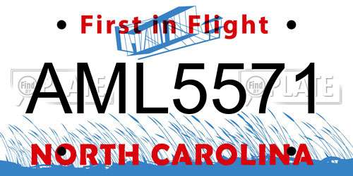 AML5571 North Carolina License Plate
