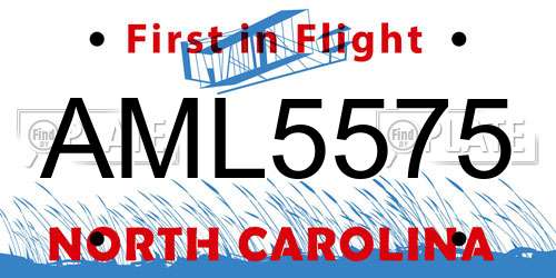 AML5575 North Carolina License Plate
