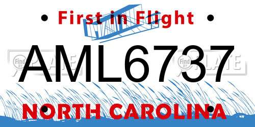 AML6737 North Carolina License Plate