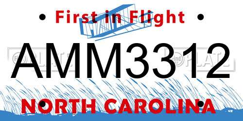 AMM3312 North Carolina License Plate