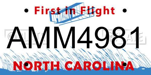 AMM4981 North Carolina License Plate