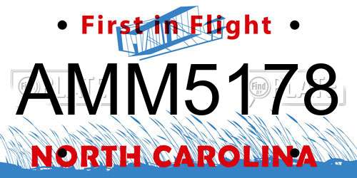 AMM5178 North Carolina License Plate