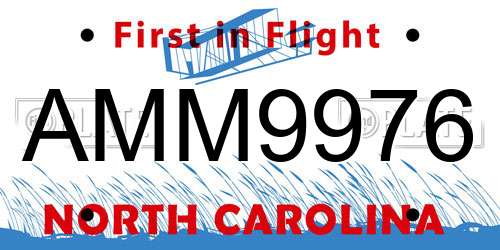 AMM9976 North Carolina License Plate