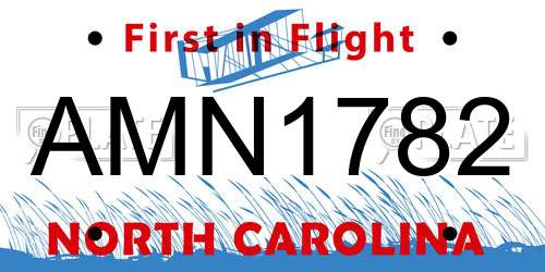 AMN1782 North Carolina License Plate