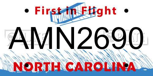AMN2690 North Carolina License Plate