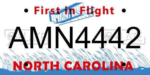 AMN4442 North Carolina License Plate