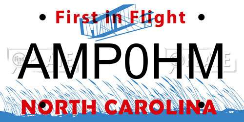 AMP0HM North Carolina License Plate