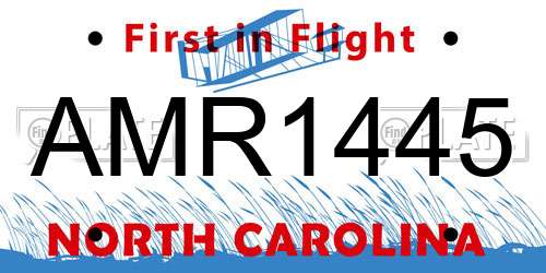AMR1445 North Carolina License Plate