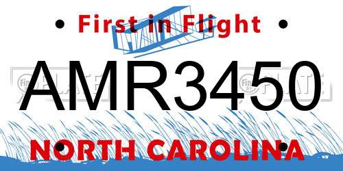 AMR3450 North Carolina License Plate