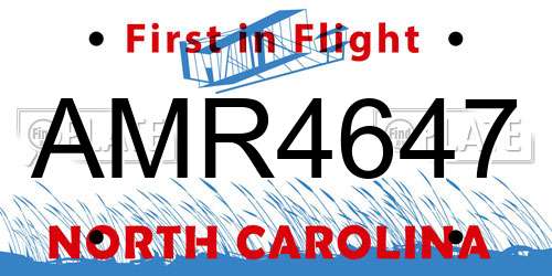 AMR4647 North Carolina License Plate