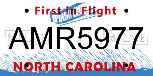 AMR5977 North Carolina License Plate