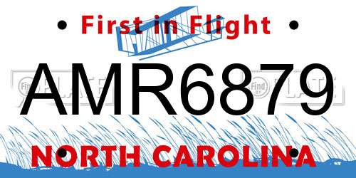 AMR6879 North Carolina License Plate