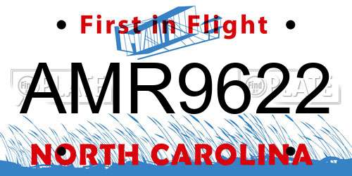 AMR9622 North Carolina License Plate