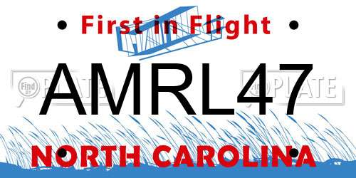 AMRL47 North Carolina License Plate
