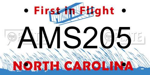 AMS205 North Carolina License Plate