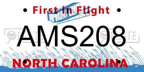 AMS208 North Carolina License Plate