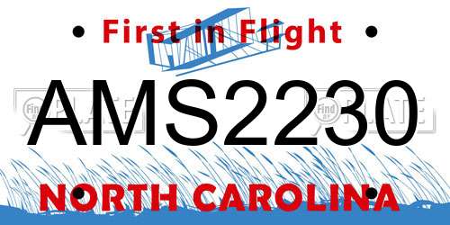 AMS2230 North Carolina License Plate