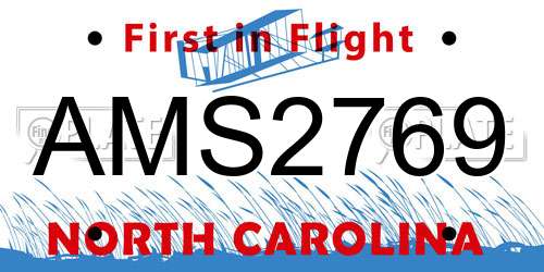 AMS2769 North Carolina License Plate
