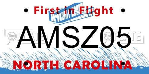 AMSZ05 North Carolina License Plate