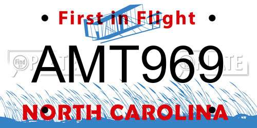 AMT969 North Carolina License Plate