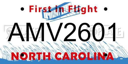 AMV2601 North Carolina License Plate