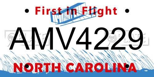 AMV4229 North Carolina License Plate