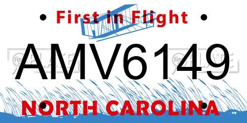 AMV6149 North Carolina License Plate