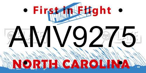 AMV9275 North Carolina License Plate