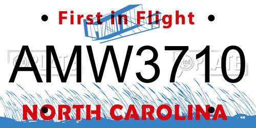 AMW3710 North Carolina License Plate