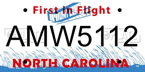 AMW5112 North Carolina License Plate